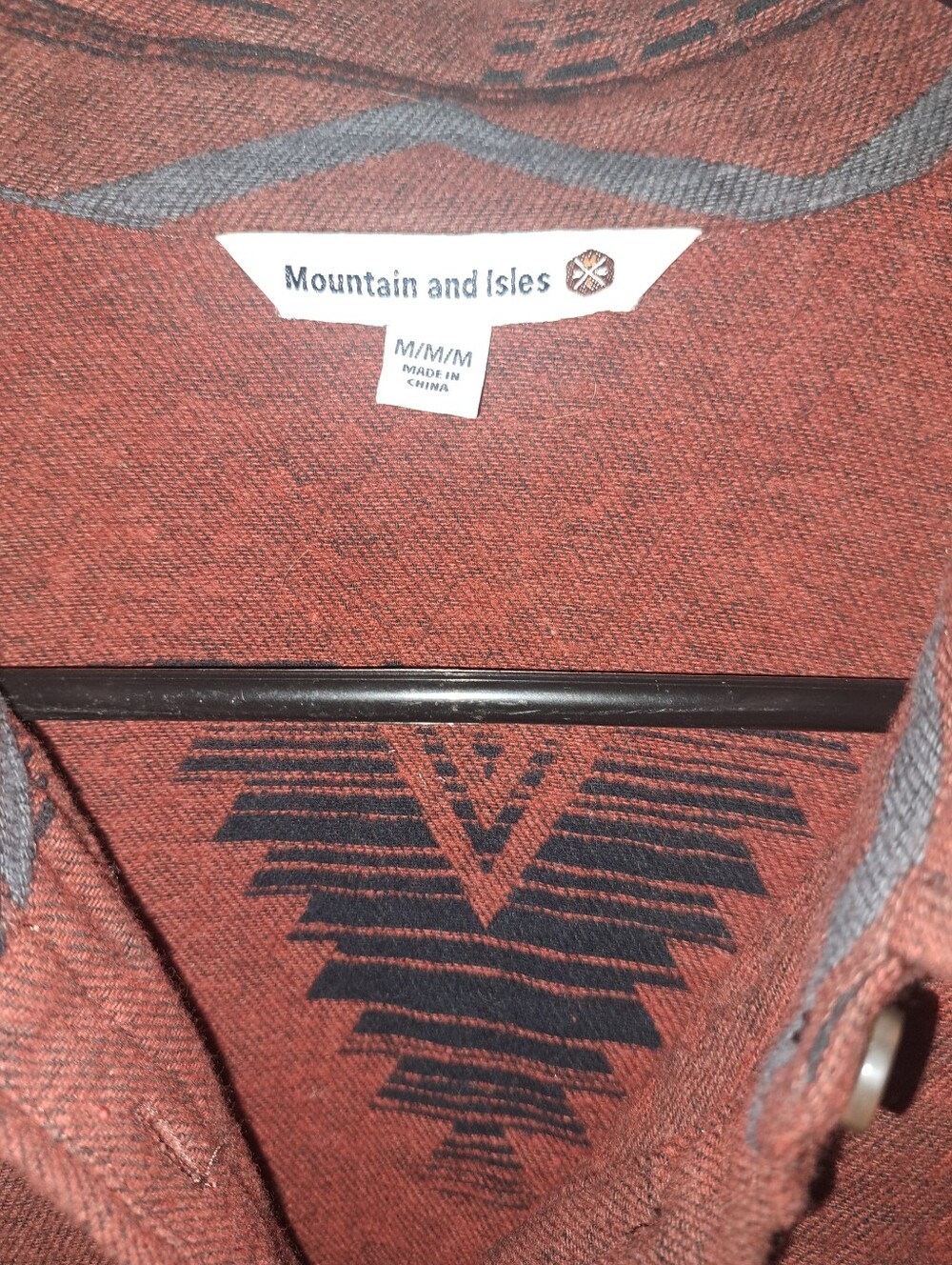 Women's Rust Patterned Button-Up Jacket - Picture 4 of 5